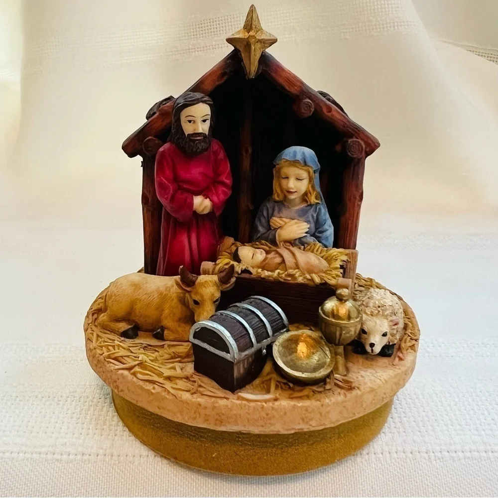 Candle Topper Nativity Creche‎ Jesus Manger Mary Joseph Christmas EUC